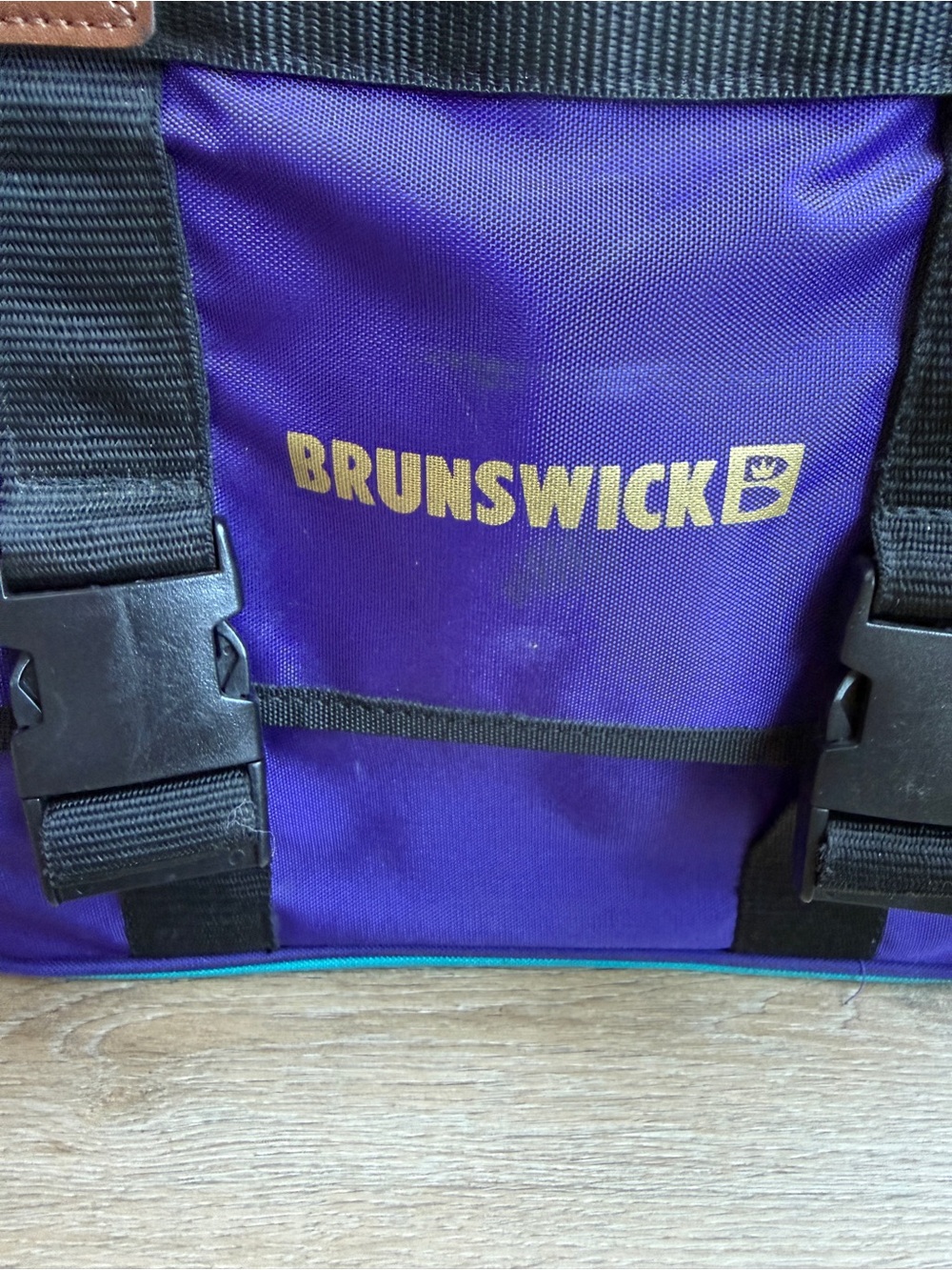 Vintage 90s Brunswick Bowling Bag Purple Teal Retro Bowling Core Gym Travel Tote - Picture 14 of 14
